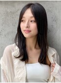 小顔 前髪 レイヤーカット 暗めカラー デザインカラー"