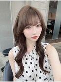 オリーブベージュ韓国風巻きレイヤーカット/くすみベージュ/札幌