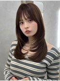 韓国美髪レイヤーカットミディアムヘア髪質改善ダークブラウン