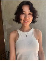 フィルムス 大阪本町(FILMS) ニュアンスウルフ/ダークブルー/デザインカラー/顔周りカット