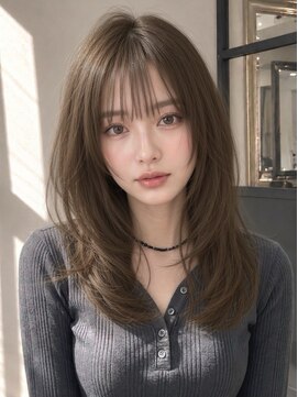 ユーフォリア 青山(Euphoria) ロングレイヤーシースルーバングミルクティー青山