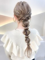 くびれヘアアプリコットオレンジ夏ヘアハイライトカラー