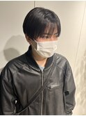 シースルーマッシュ バング マッシュショート ダウンパーマ