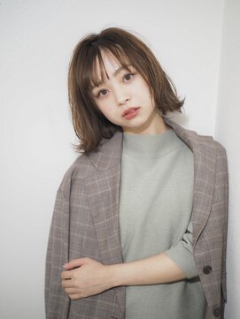 グリッター 仙台中央店(GRITTERs) レイヤーカットウェットヘアオリーブベージュくびれヘア大人ボブ