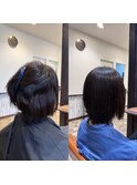 髪質改善トリートメントツヤ髪ミディアムヘア黒髪酸性ストレート