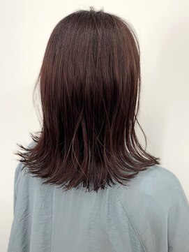 カノエ 福岡香椎店(canoe) カシスレッド　ブリーチなしカラー　外ハネミディアム　透明感