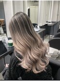 グラデーションカラーバレイヤージュアッシュグレーボブウルフ