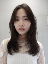 くびれヘア/顔周り/韓国/レイヤーカット/黒髪/ロング/前髪/銀座