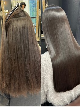 ハイダメージにも対応可能な酸性縮毛矯正◎自然なツヤと手触り抜群の美しい髪を手に入れる♪