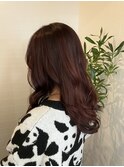 dark red color × long hair