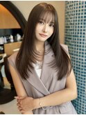 韓国レイヤーハッシュカットワンホン透明感ブリーチなしカラー