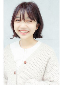 モリオ フロム ロンドン 大宮2号店(morio from London) 【なかじま ひびき】シースルー外ハネボブ×ピンクブラウン