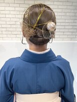 卒業式 成人式 振袖 袴 着付けヘアセット 金箔 水引 シニヨンM44