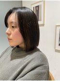 ダークアッシュ/ミディアムレイヤーカット［髪質改善/縮毛矯正］
