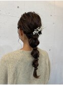 ハーフアップポニーテール結婚式お呼ばれ二次会ヘアアレンジ