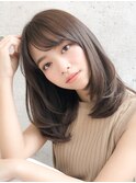薄めバング前髪イメチェンくびれヘアワンカールミディ