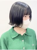 【松戸　石山】黒髪外ハネボブミニボブ切りっぱなしボブ