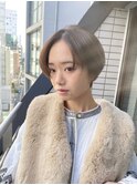 大人かわいい前髪なしセンター分けショート小顔渋谷mutsuki
