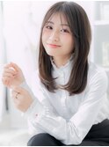 グレーベージュセンターパートエアストレートc6越谷20代30代40代