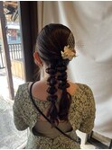 ヘアセット/お呼ばれヘア/編みおろし/結婚式ヘアセット