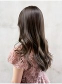 ロング暗めカラー韓国ヘア顔周りレイヤーグレージュ_ba566141