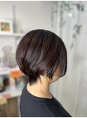 【河野有希】ショートのレッド系白髪染めカラー