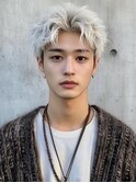 MEN’S HAIR/サーフカール/刈り上げセンターパート/ブリーチ