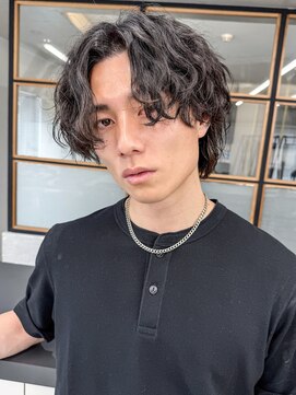 ソアメンズ 渋谷(soar men's) 波巻きパーマ大人◎ブリーチなしカラー×センターパート色気