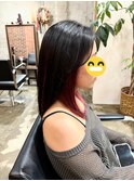 レイヤーボブハイライトカラーミルクティーベージュ