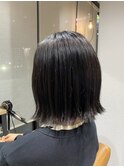 黒髪のお洒落切りっぱなしボブ♪