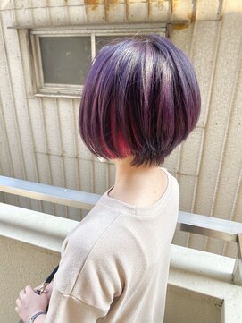 ブレイズ ザ サロン(BLAZE THE SALON) ピンクイヤリングカラー暗めバイオレットグラボブ【BLAZE 大庭】