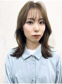 インナーカラー艶髪ネイビーグレーアッシュ大人美人