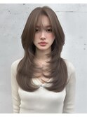 レイヤーカット　アッシュベージュ　顔周りカット　髪質改善MEI