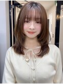 小顔 前髪 レイヤーカット ココアベージュ "