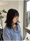 レイヤーカット/ミディアムパーマ/くるくるパーマ/癖毛風パーマ