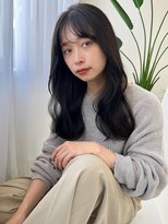 ソヨン 岡崎店(SOYON)&nbsp;ラウンドバング×黒髪×波巻外ハネ