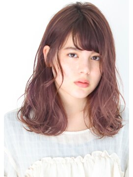 ヘアサロンガリカアオヤマ(hair salon Gallica aoyama) 『ピンクグレージュ ＆外国人風ウェーブ 』シースルーバング