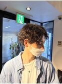 メンズカット刈り上げないマッシュ波巻きスパイラルパーマ