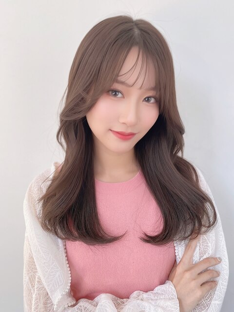 大人ガーリー10代20代韓国ミディアム 2wayバング 前髪カット