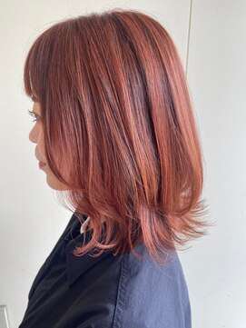 カシェ リタ ヘアー(CACHE'&RITA HAIR) くびれヘア○レイヤーボブ○オレンジカラー○顔まわりカット