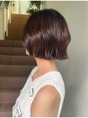 原宿ブリーチなしダブルカラーピンクベージュミディアムボブ20代