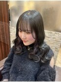 隠せるイヤリングカラー/アッシュパープル/ミディアムヘア