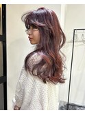 くびれヘア/ボルドー/レッド