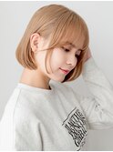 透明感ベージュ×コンパクトミニボブ