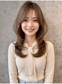 オリーブベージュ/小顔似合わせカット/ハイレイヤー/レイヤー