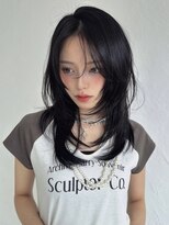 シティーバイローウェ 表参道(City/louwe)&nbsp;黒髪ミディアムハイレイヤー×ハッシュカット
