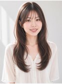 セミロング20代30代ストレートレイヤー前髪なし前髪あり京都