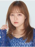 くびれミディアムレイヤー似合わせ韓国小顔魅せシースルーバング