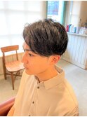 センターパートパーマ束感マッシュ黒髪モテ髪ネープレスショート