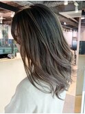 バレイヤージュ_グレージュカラーボブウルフ_ba410471